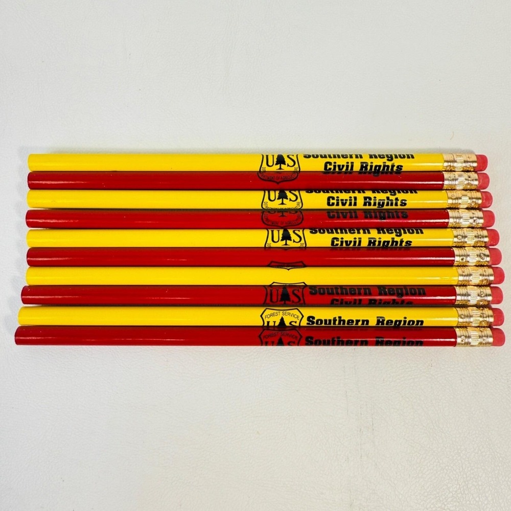 Vintage US Forest Service Southern Region Civil Rights Pencils Red Yellow 10ct